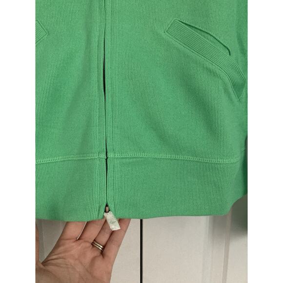 FACONNABLE Womens Medium Light Green 100% Cotton Zip Up Cardigan Knit Jacket - Picture 4 of 10